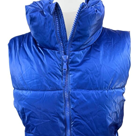Old Navy Womens Blue Zip Water Resistant Shiny Quilted Puffer Vest Coat Jacket S - Picture 5 of 7